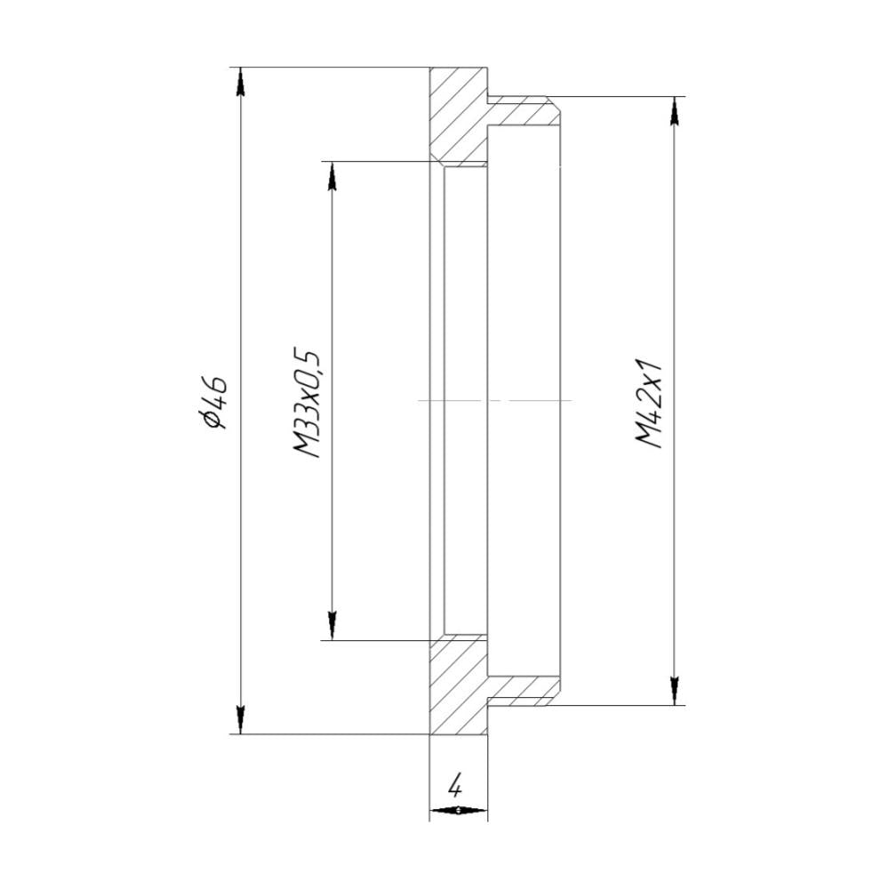 M33x0.5 female to M42x1 male thread adapter