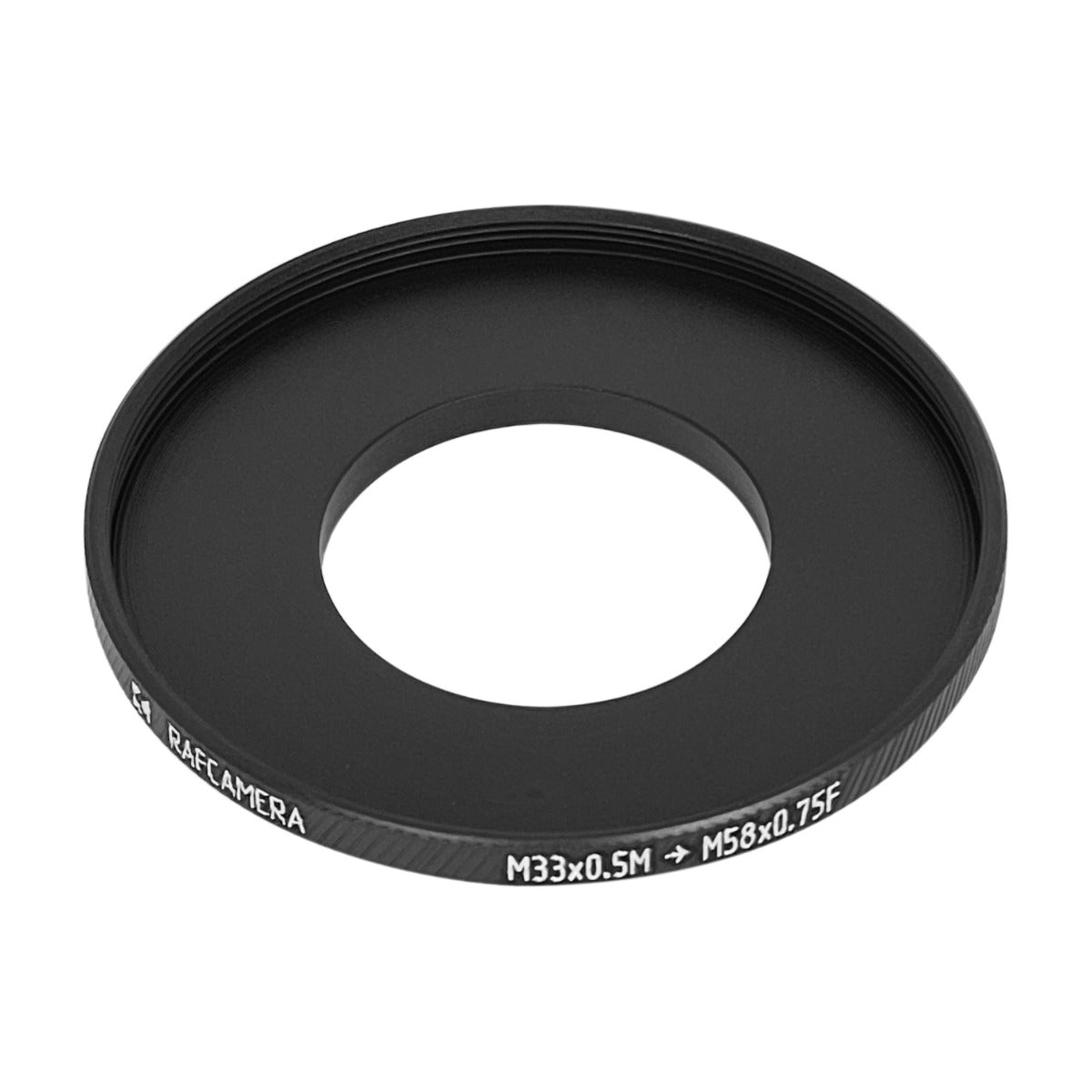 M33x0.5 male to M58x0.75 female thread adapter (33mm to 58mm step-up ring)
