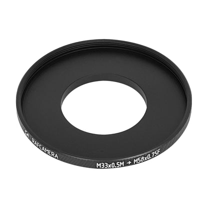 M33x0.5 male to M58x0.75 female thread adapter (33mm to 58mm step-up ring)