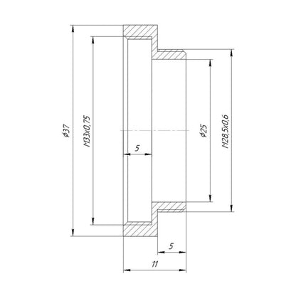 M33x0.75 female to M28.5x0.6 male thread adapter