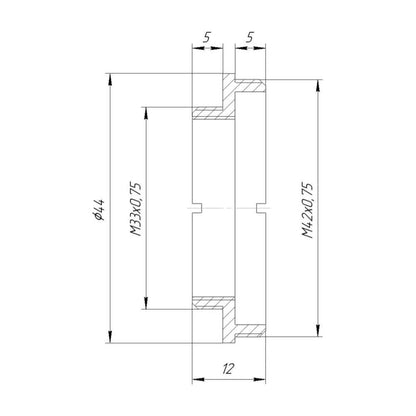 M33x0.75 male to M42x0.75 male thread adapter
