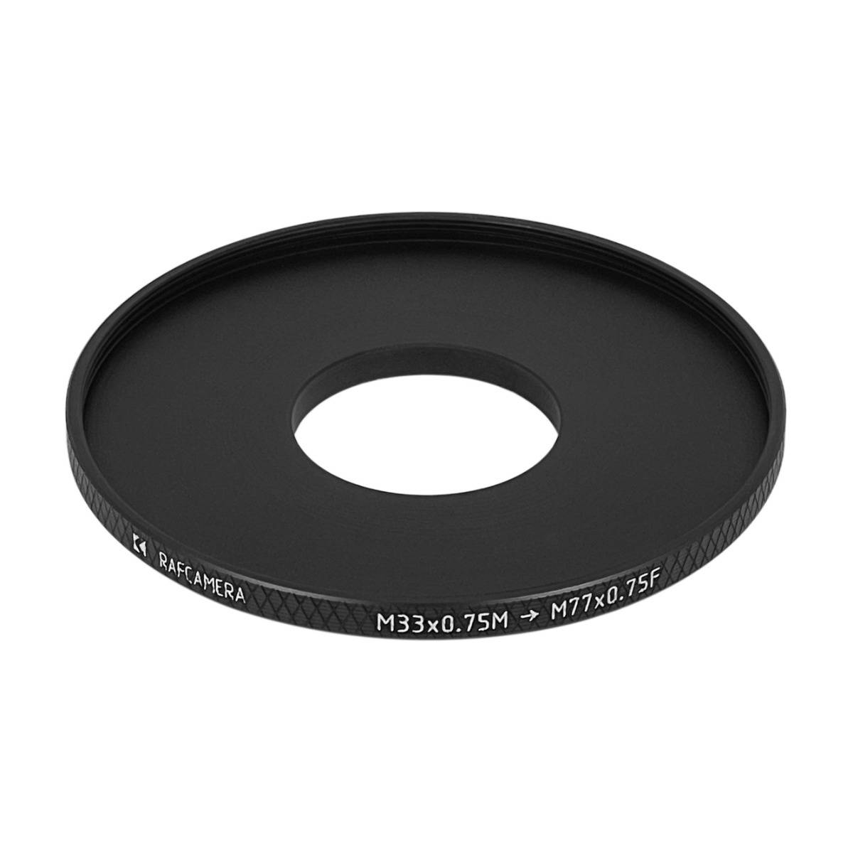 M33x0.75 male to M77x0.75 female thread adapter