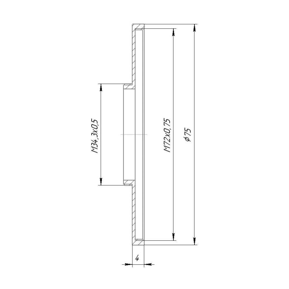 M34.5x0.5 male to M72x0.75 female thread adapter (step-up ring) for El-Nikkors