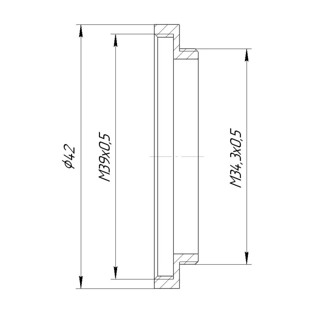 M34.5x0.5 male to M39x0.5 (E39) female thread adapter (step ring) for El-Nikkors