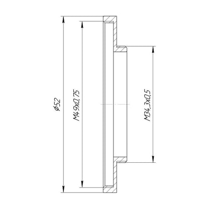 M34.5x0.5 male to M49x0.75 female thread adapter (step-up ring) for El-Nikkors