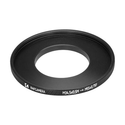 M34.5x0.5 male to M55x0.75 female thread adapter (step-up ring) for El-Nikkors