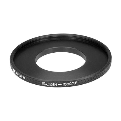 M34.5x0.5 male to M58x0.75 female thread adapter (step-up ring) for El-Nikkors