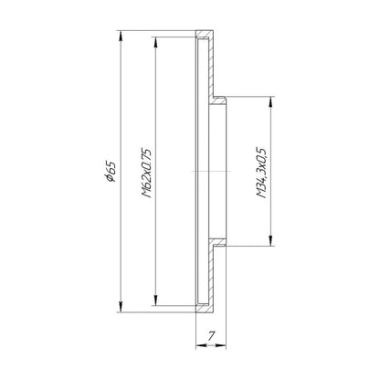 M34.5x0.5 male to M62x0.75 female thread adapter (step-up ring) for El-Nikkors