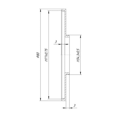 M34.5x0.5 male to M77x0.75 female thread adapter (step-up ring) for El-Nikkors