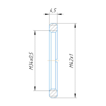 M34x0.5 female to M42x1 male thread adapter for Baltar 2.3/50mm lens, flangeless