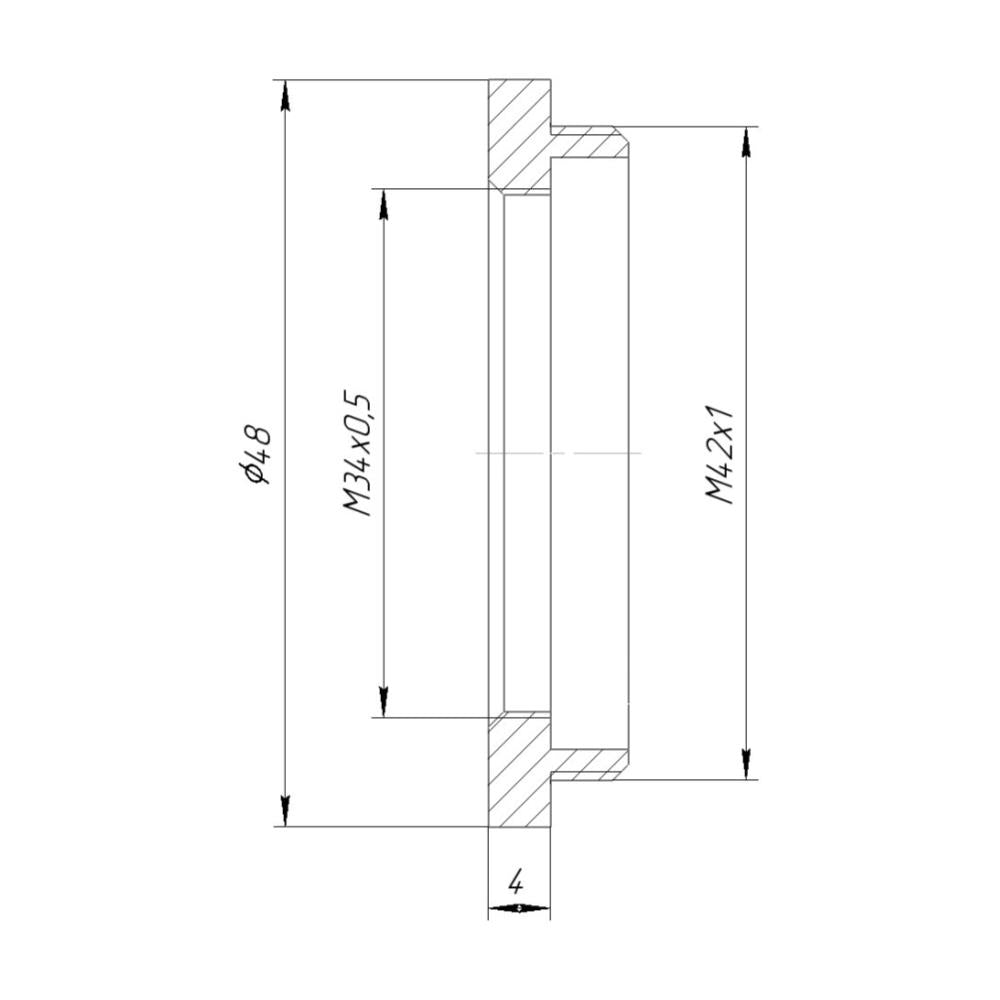 M34x0.5 female to M42x1 male thread adapter