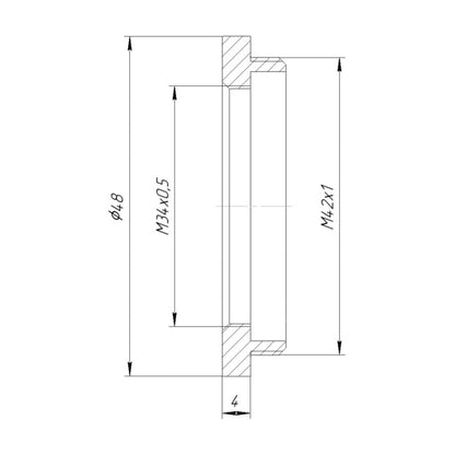 M34x0.5 female to M42x1 male thread adapter