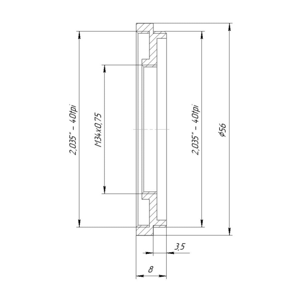 M34x0.75 female to SM2 male thread adapter