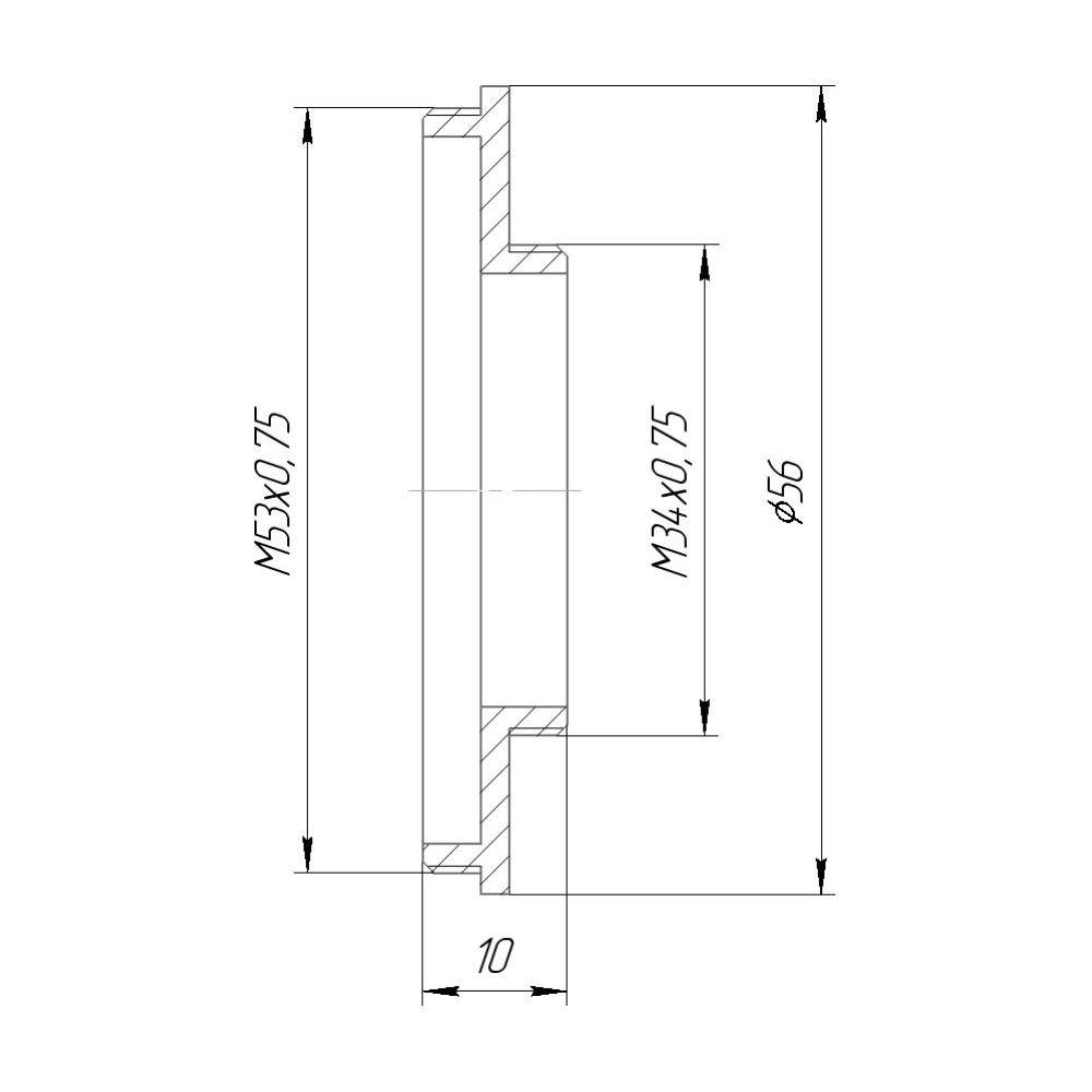 M34x0.75 male to M53x0.75 male thread adapter