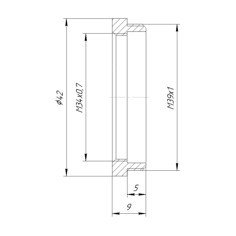 M34x0.7 female to M39x1 (LTM) male thread adapter