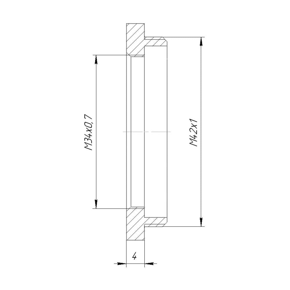 M34x0.7 female to M42x1 male thread adapter