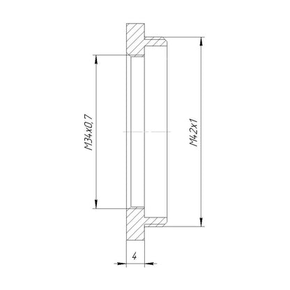 M34x0.7 female to M42x1 male thread adapter
