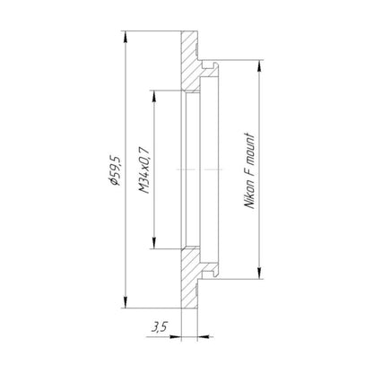 M34x0.7 female thread to Nikon F camera mount adapter