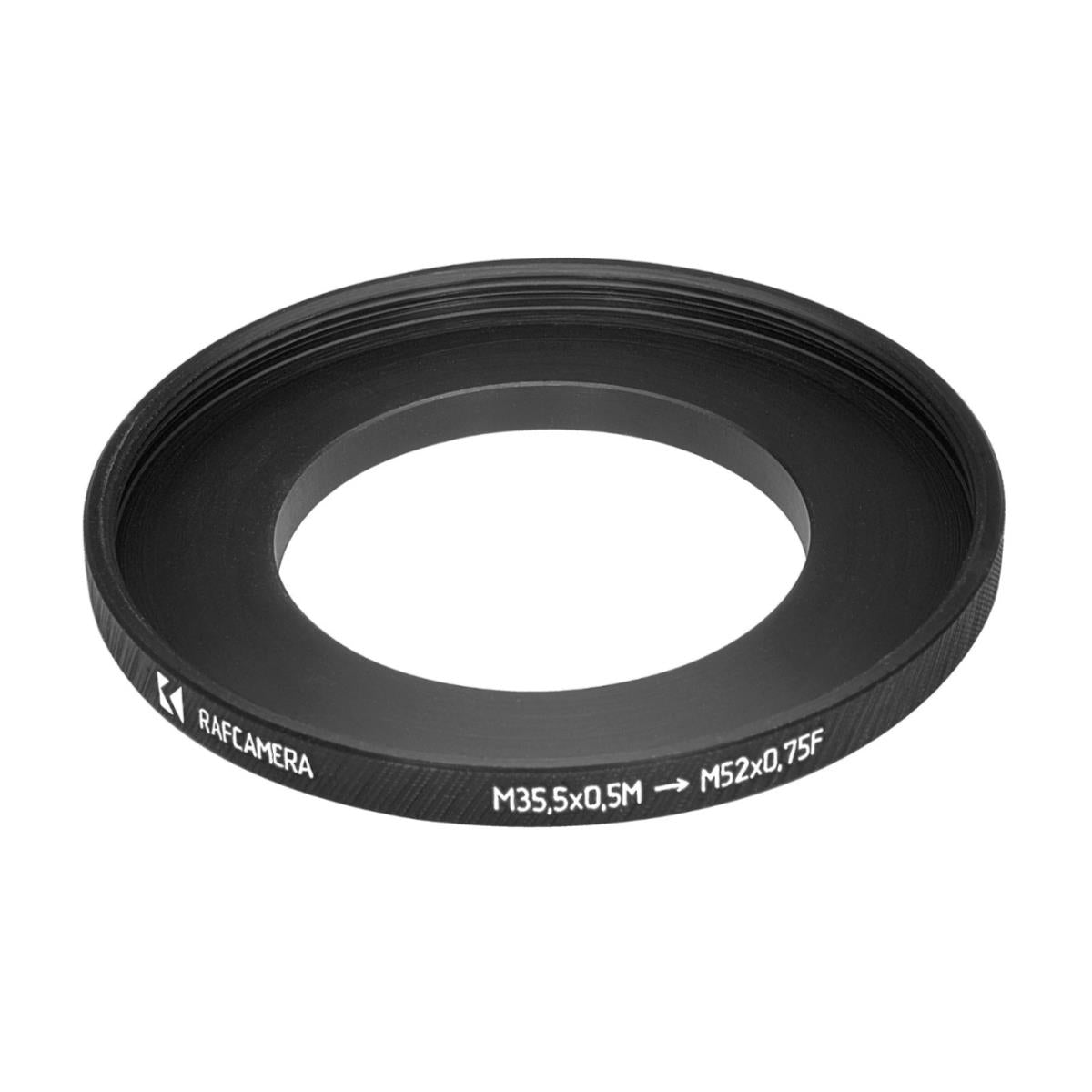 M35.5x0.5 male to M52x0.75 female thread adapter (35.5mm to 52mm step-up ring)