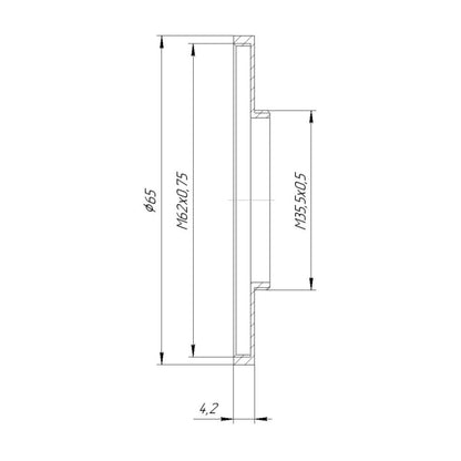 M35.5x0.5 male to M62x0.75 female thread adapter (35.5mm to 62mm step-up ring)