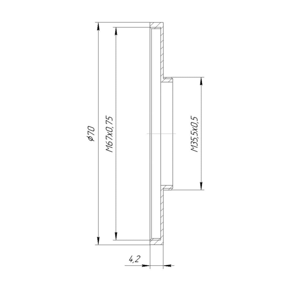 M35.5x0.5 male to M67x0.75 female thread adapter (35.5mm to 67mm step-up ring)