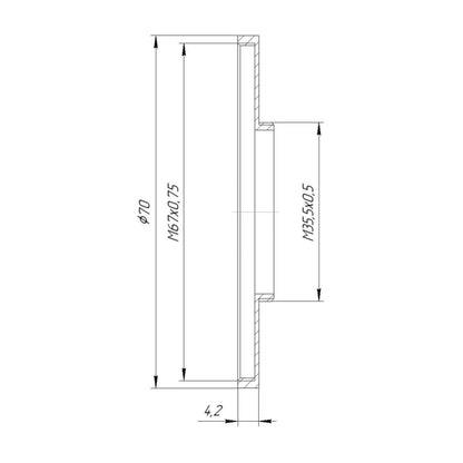M35.5x0.5 male to M67x0.75 female thread adapter (35.5mm to 67mm step-up ring)