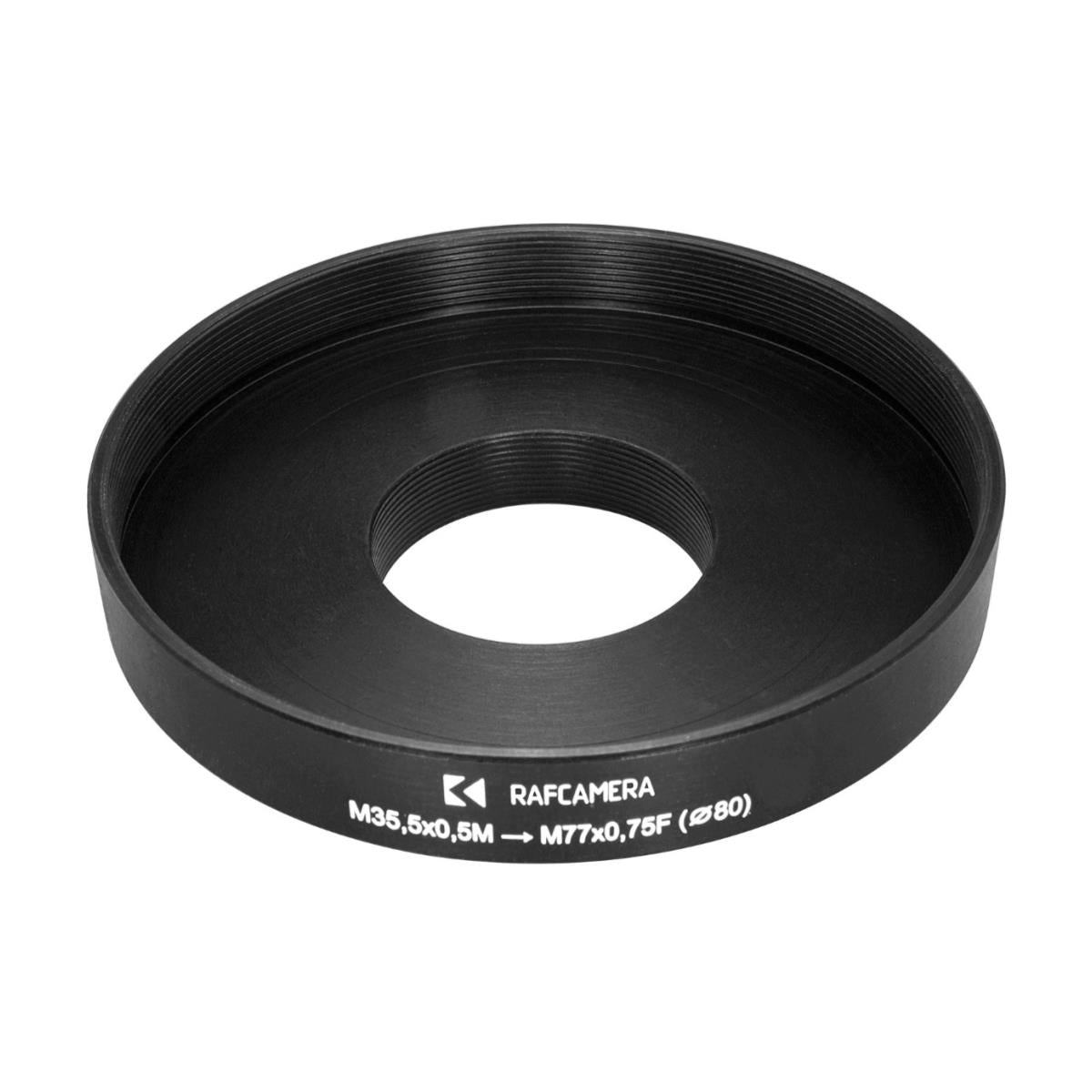 M35.5x0.5 male to M77x0.75 female thread adapter (step-up ring) for Helios-44-3M