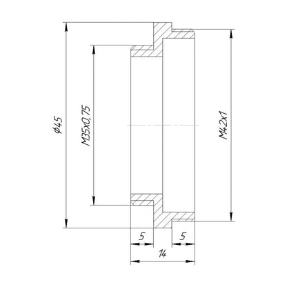 M35x0.75 male to M42x1 male thread adapter