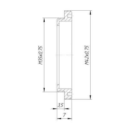 M35x0.75 male to M42x0.75 (T2) male thread adapter for SVBONY prism