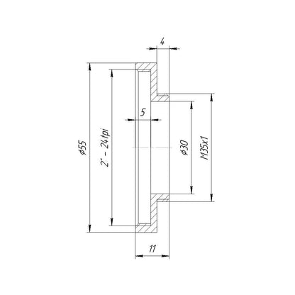 M35x1 male to SCT 2" female thread adapter
