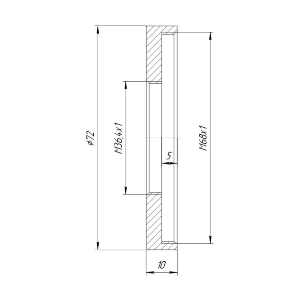 M36.4x1 female to M68x1 female thread adapter