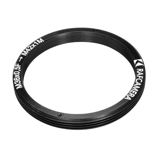M36x0.5 female to M42x1 male thread adapter, flangeless