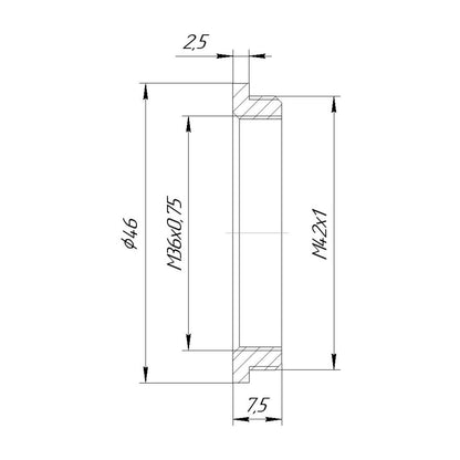 M36x0.75 female to M42x1 male thread adapter for LOMO OKC11-35-1 block