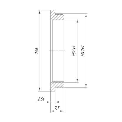 M36x1 to M42x1 adapter for MFS (Stasi) Spezialobjektiv, Sonderobjektiv (SO), SR 899 (GSK)
