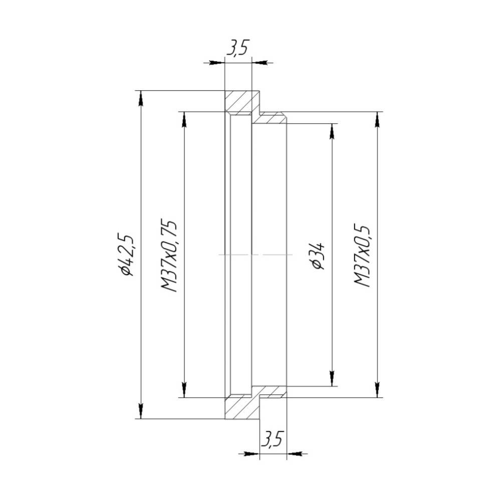 M37x0.5 male to M37x0.75 female thread adapter