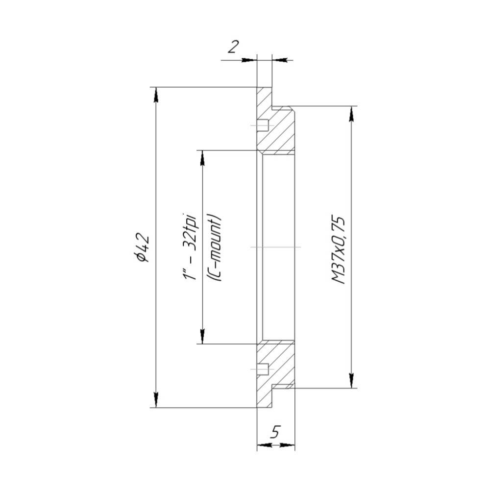 M37x0.75 male to C-mount female thread adapter