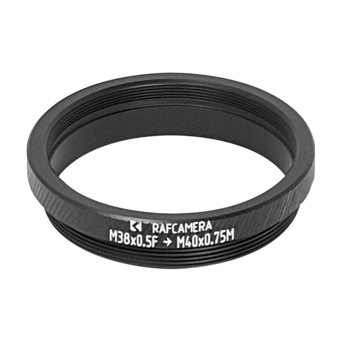 M38x0.5 female to M40x0.75 male thread adapter
