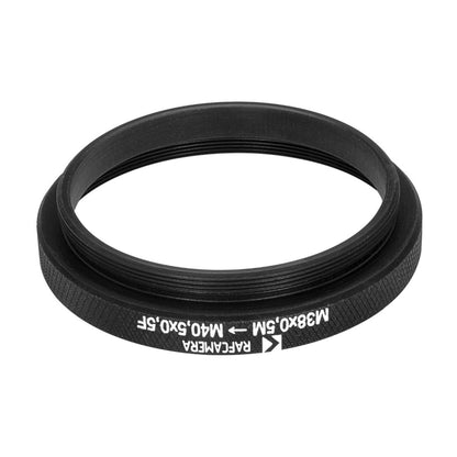 M38x0.5 male to M40.5x0.5 female thread adapter (filter step-up ring)