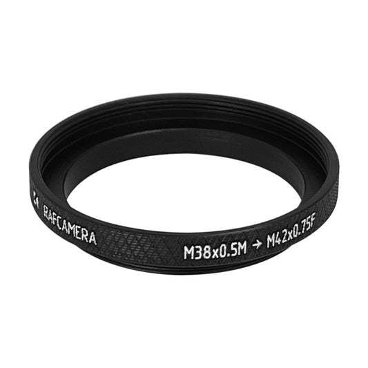 M42x0.75 female to M38x0.5 male thread adapter