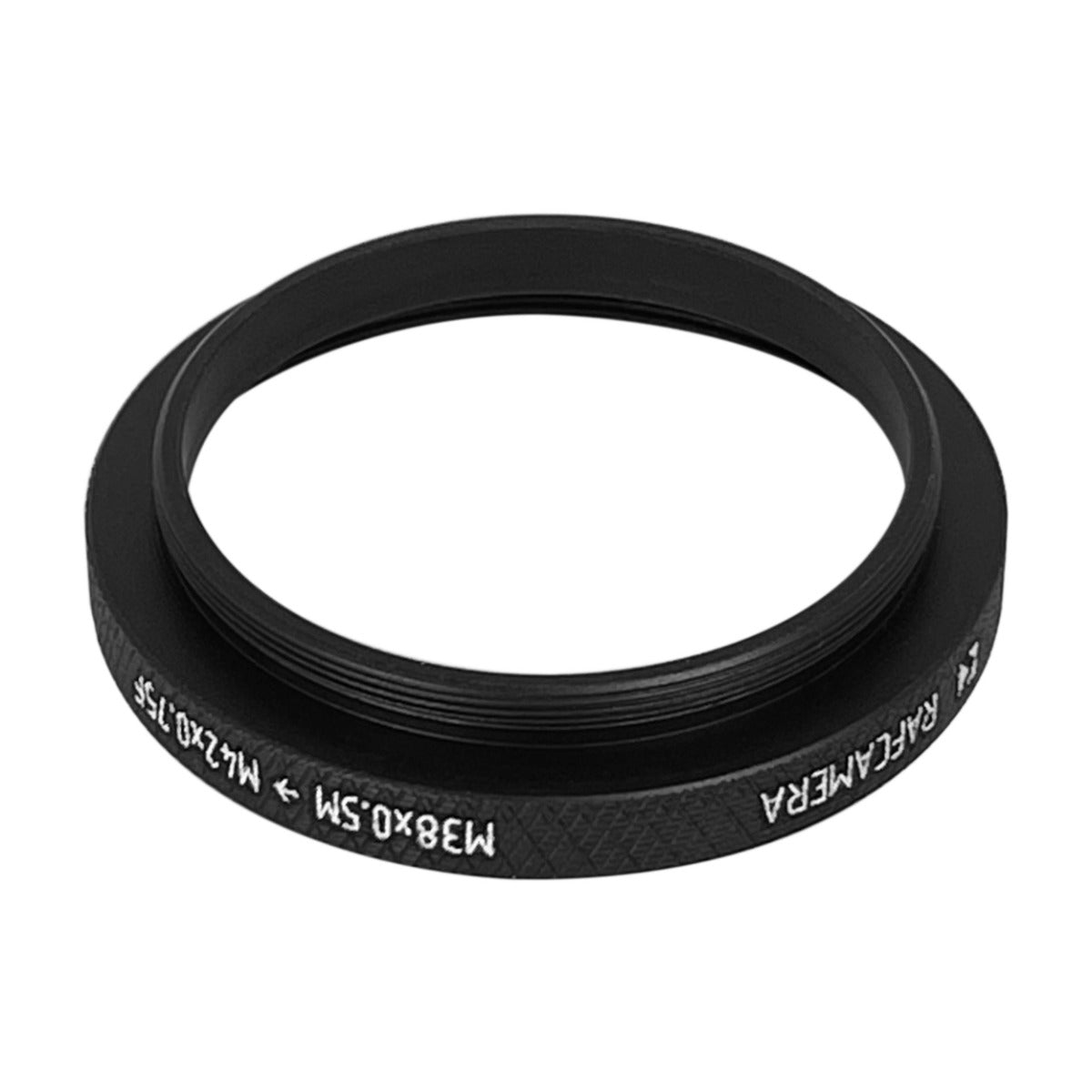 M42x0.75 female to M38x0.5 male thread adapter
