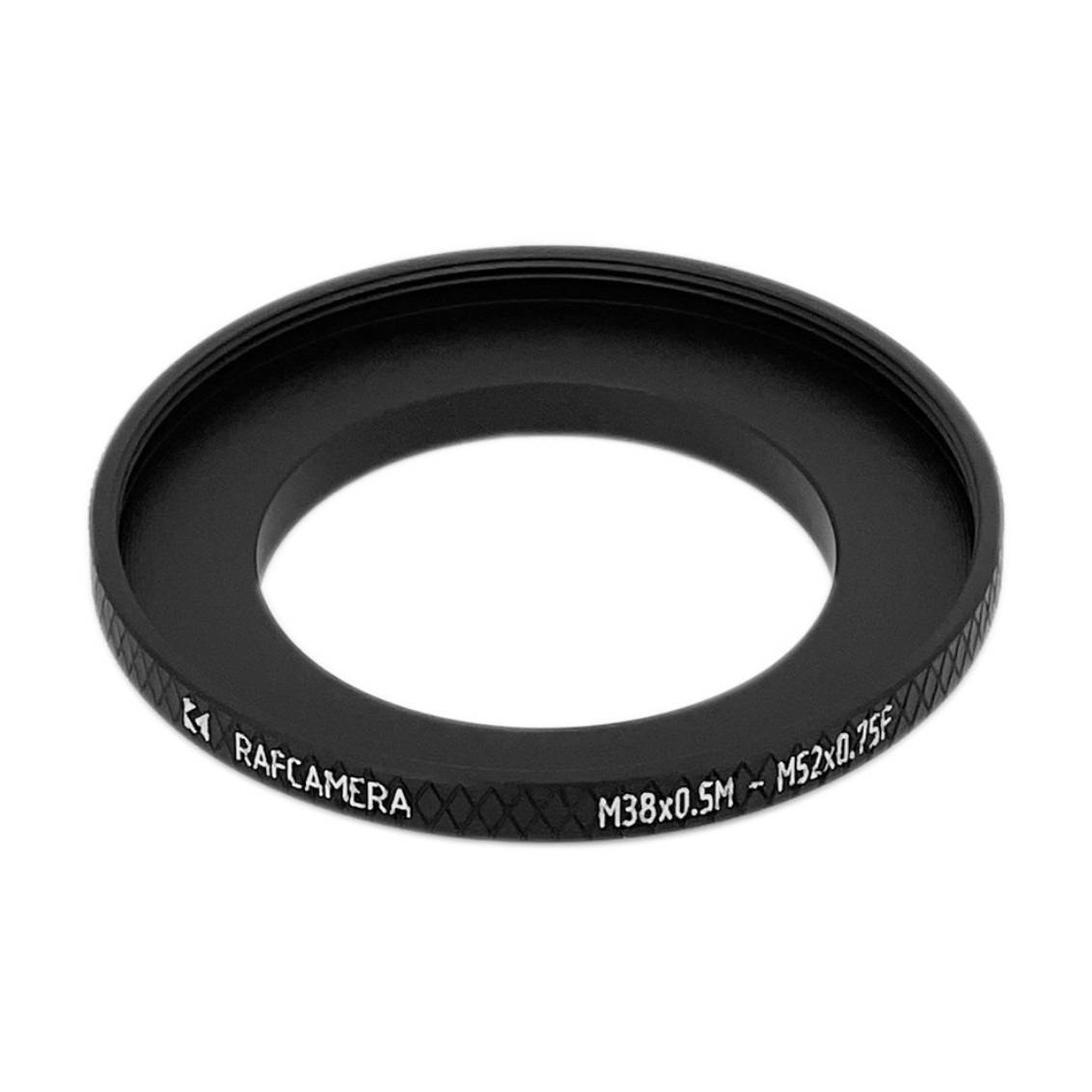 M38x0.5 male to M52x0.75 female thread adapter