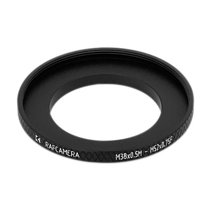 M38x0.5 male to M52x0.75 female thread adapter