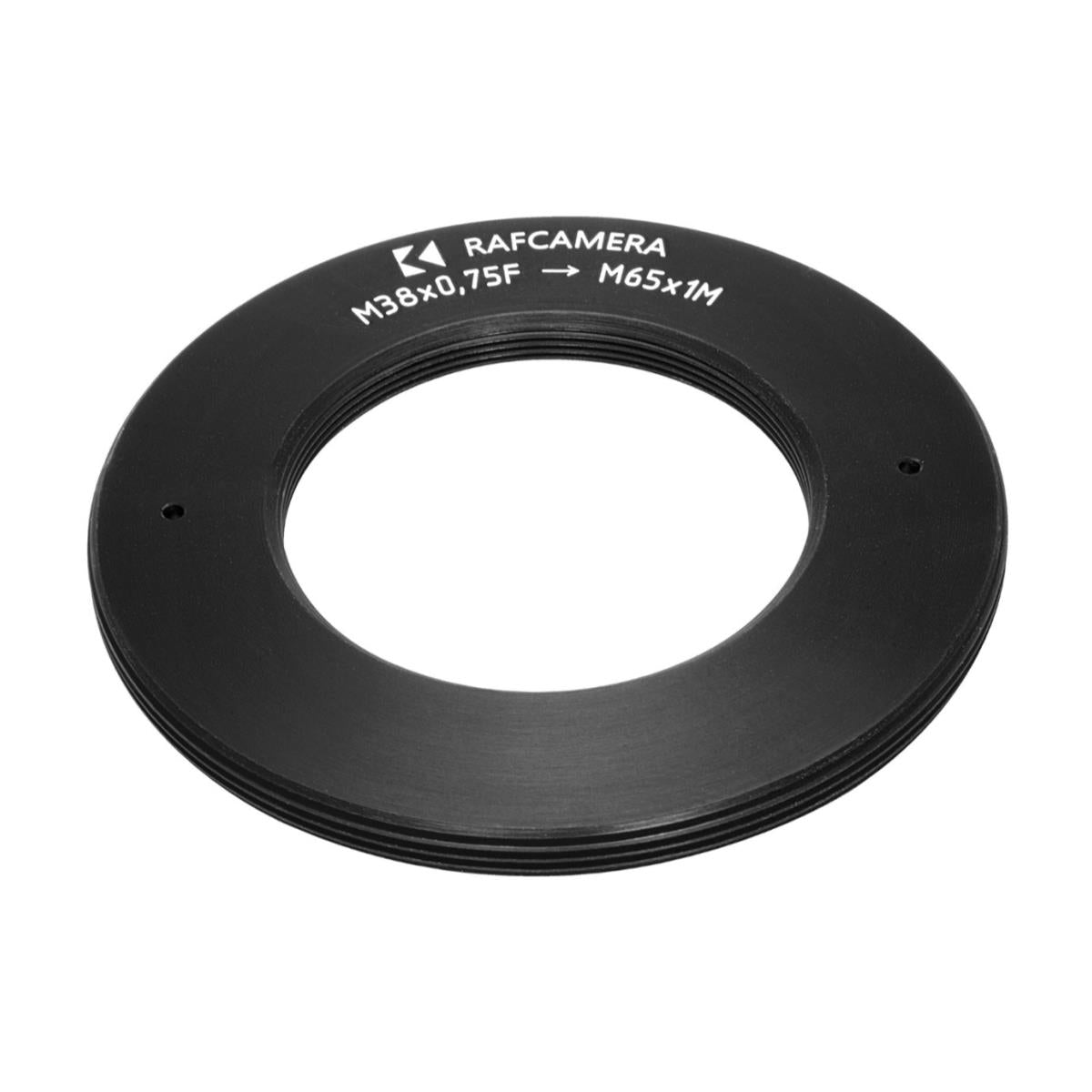 M38x0.75 female to M65x1 male thread adapter, flangeless