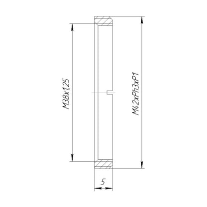 M38x1.25 female to M42xPh3P1 male thread adapter (Nikon AZ100 to Leica Z6, Z16)