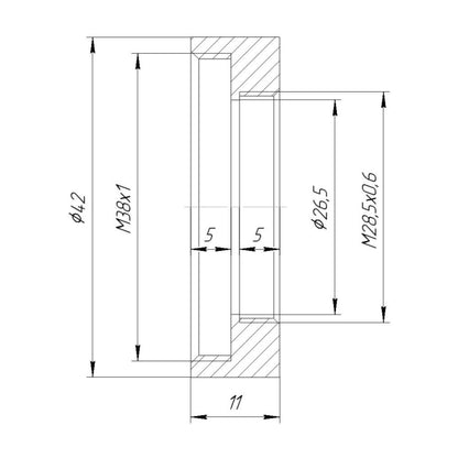 M38x1 female to M28.5x0.6 female thread adapter for telescope