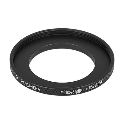 M38x48tpi male to M52x0.75 female thread adapter