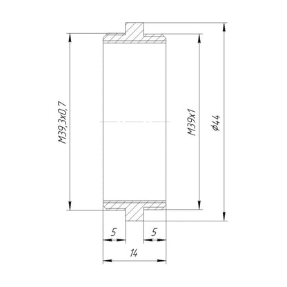 M39.3x0.7 male to M39x1 male thread adapter