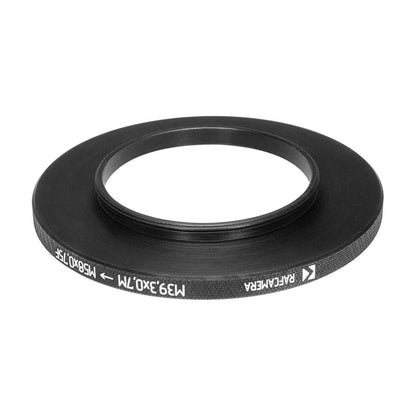 M39.3x0.7 male to M58x0.75 female thread adapter (39.3mm to 58mm step-up ring)