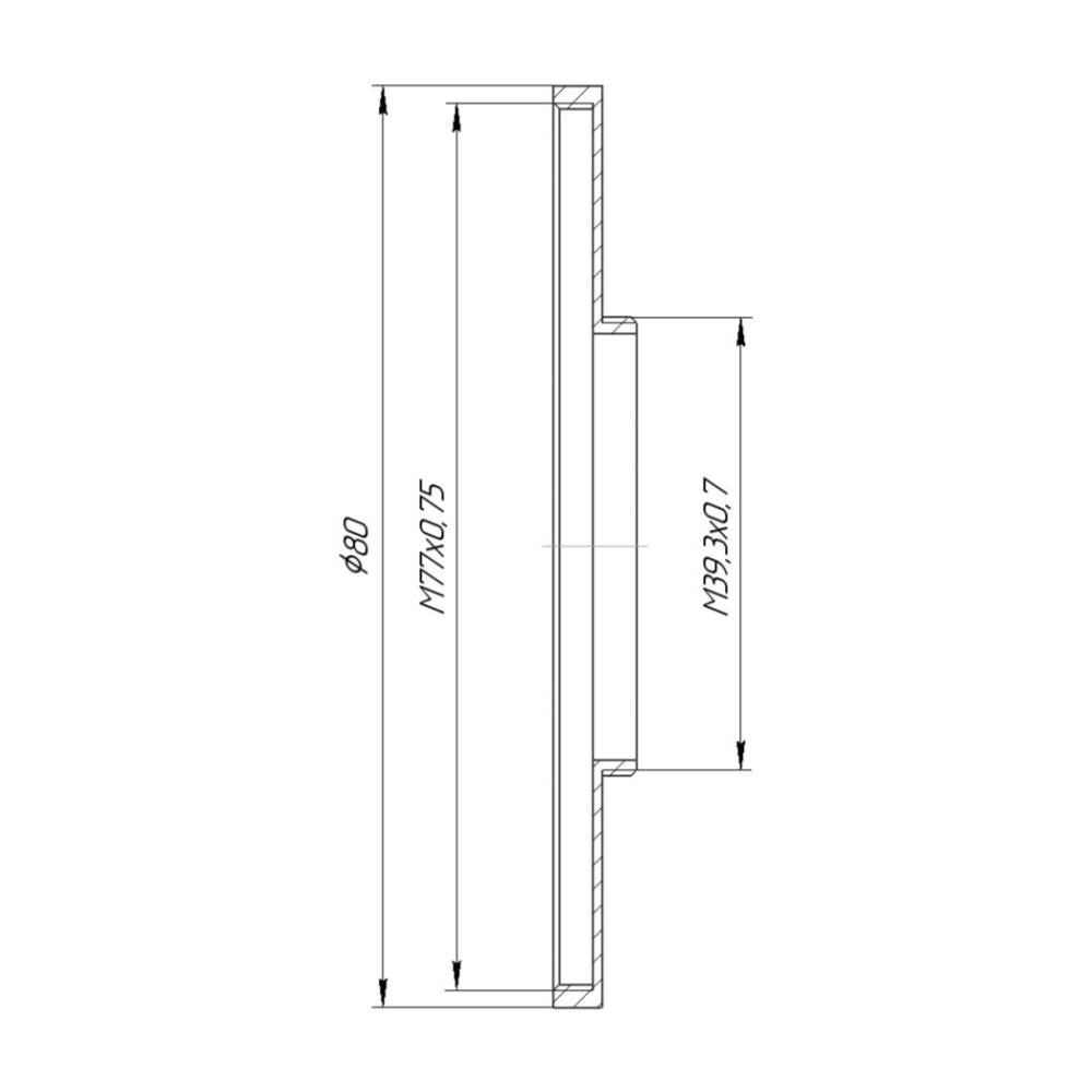M39.3x0.7 male to M77x0.75 female thread adapter (39.3mm to 77mm step-up ring)