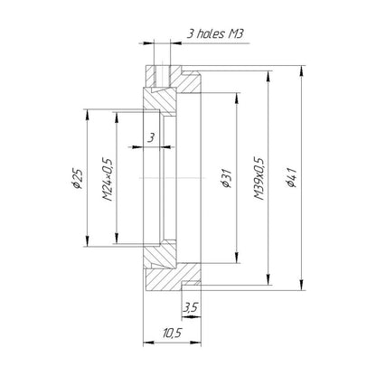 M39x0.5 male to M24x0.5 female step-down ring (adapter for Bolex 8/19/1.5x)